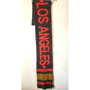 Urban Outfitters City Intarsia Soccer Scarf LOS ANGELES Black Red 72" x 10" NWOT